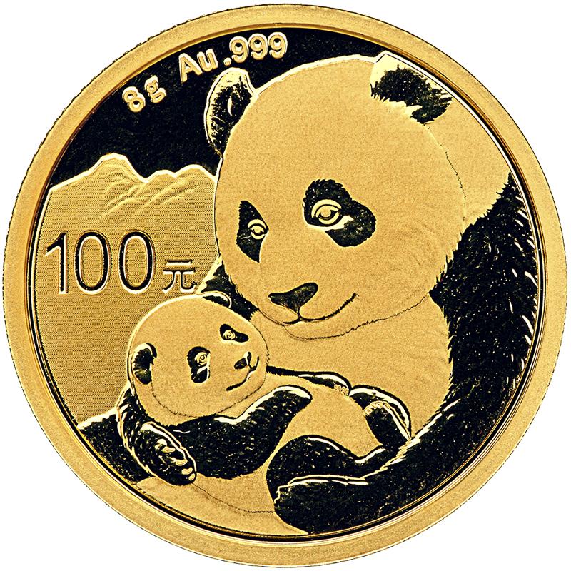 8 gramů zlatá mince China Panda 2019