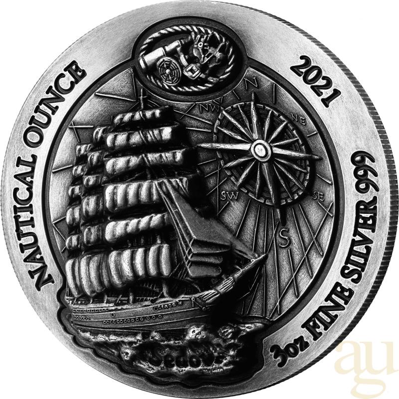 3 unce stříbrná mince Rwanda Nautical Serie - 100 Jahre Sedov 2021 - High Relief