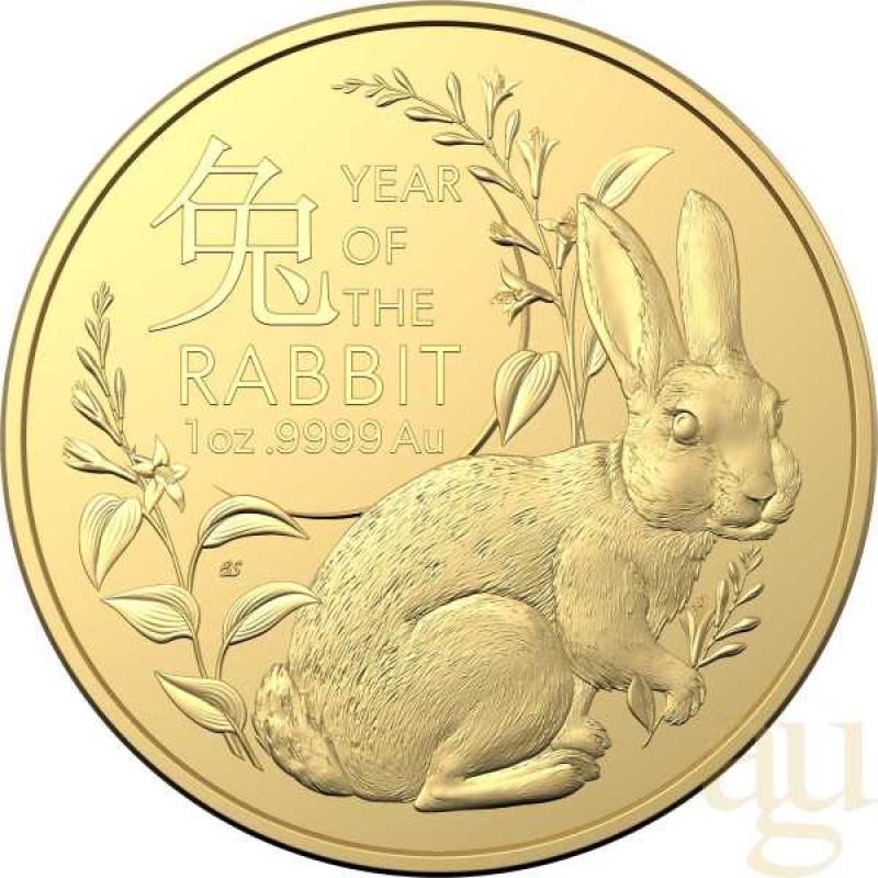 1 Unze Goldmünze Australien RAM Lunar Hase 2023