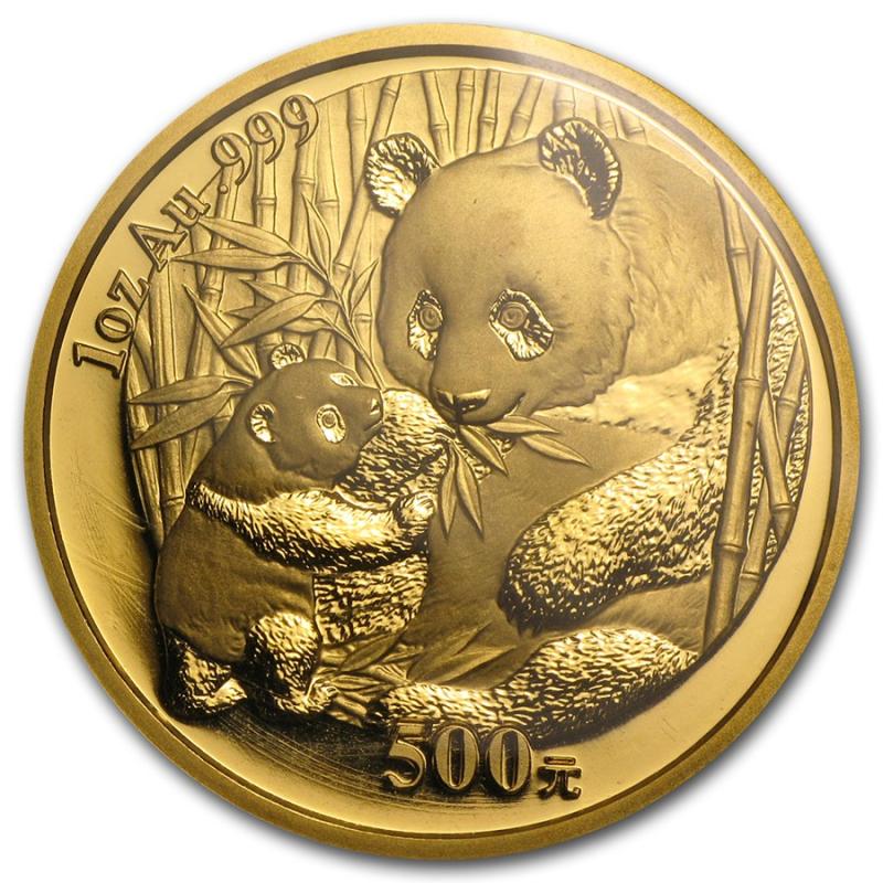 1/10 uncí zlatá mince China Panda 2005