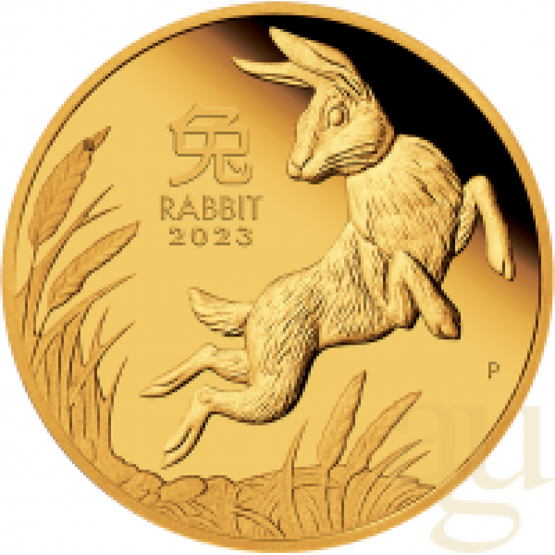 1/10 Unze Goldmünze Australien Lunar III Rabbit 2023 - polierte Platte