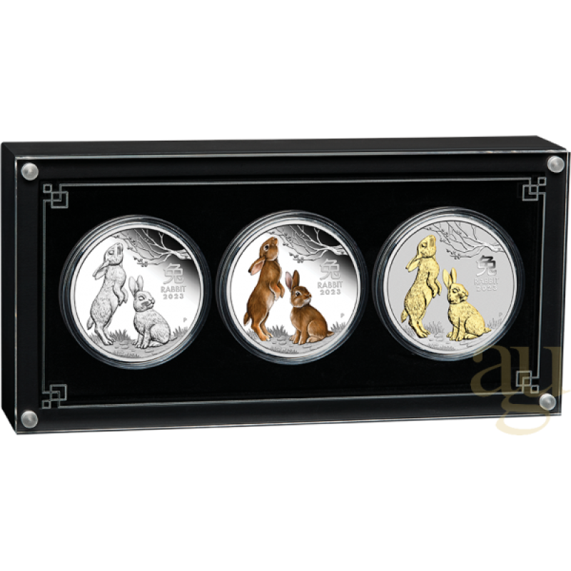 Silbermünze Australien Lunar III Hase 2023 - Trio Set