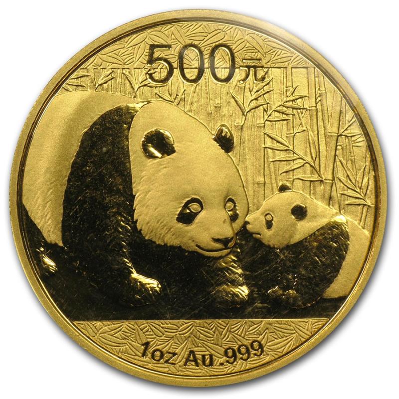 1/10 uncí zlatá mince China Panda 2011