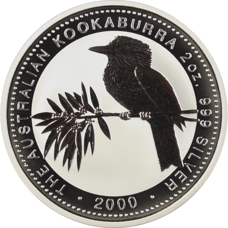 2 unce stříbrná mince Austrálie Kookaburra 2000