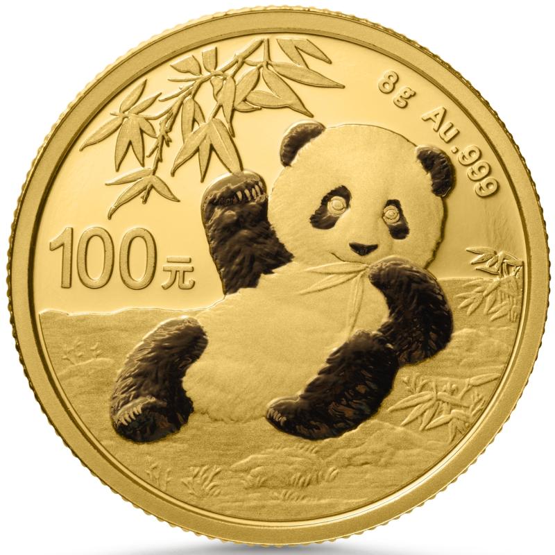 8 gramů zlatá mince China Panda 2020