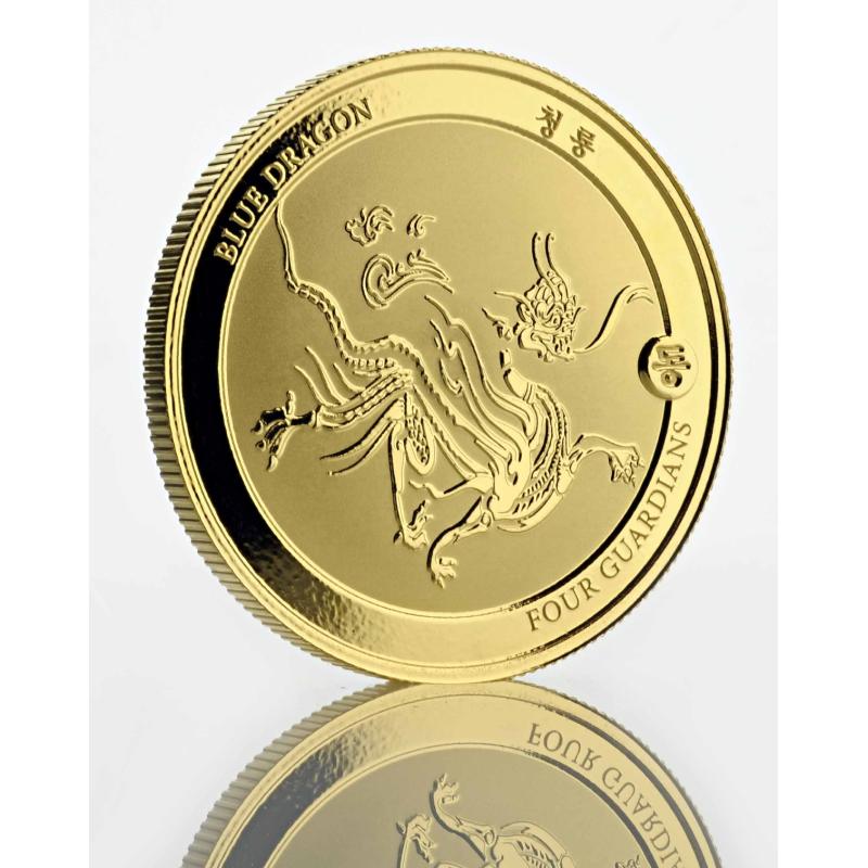 1 unce zlatá mince Čadská republika Four Guardians - Blue Dragon Hybrid Coin 2018