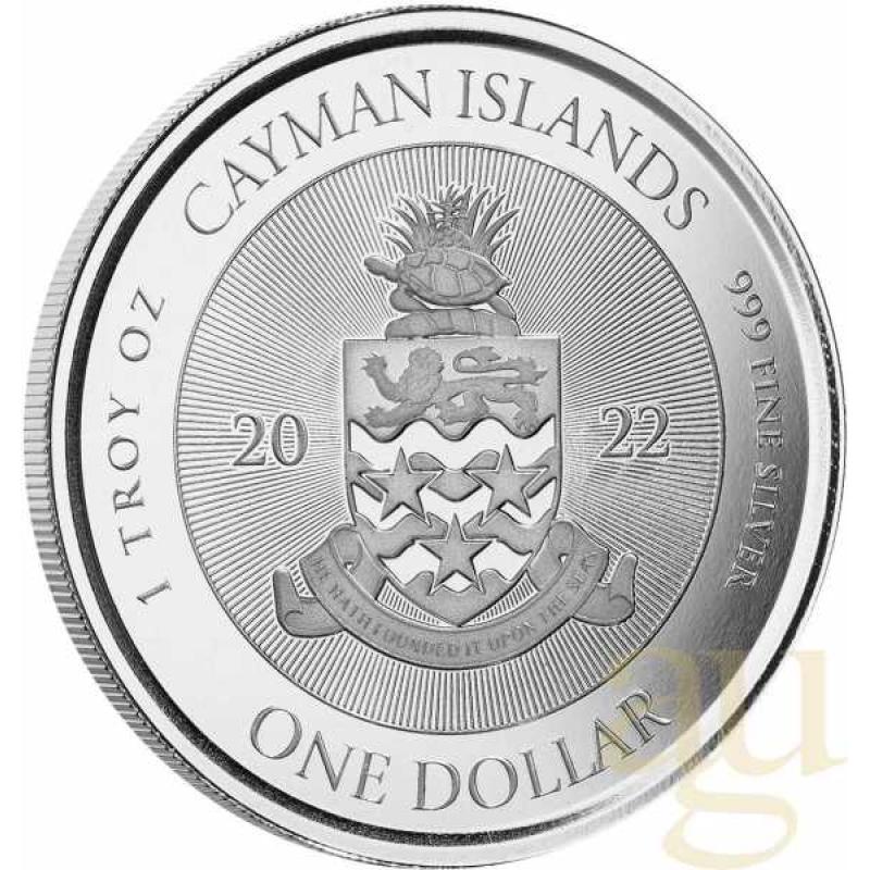 1 Unze Silbermünze Cayman Islands Queens 70th Platinum Jubilee Year Anniversary 2022