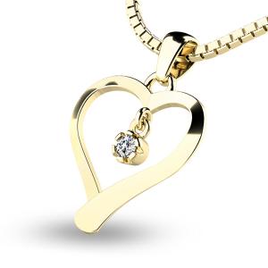 Zlatý přívěs srdce s diamantem AU 585/1000 PATTIC G1091805