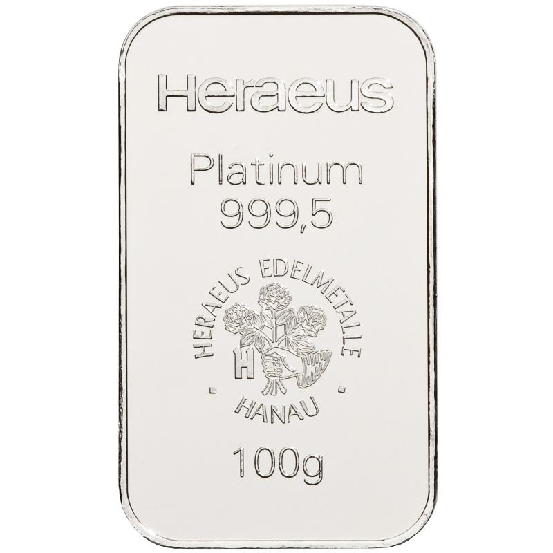 100 gramů platinový slitek Heraeus