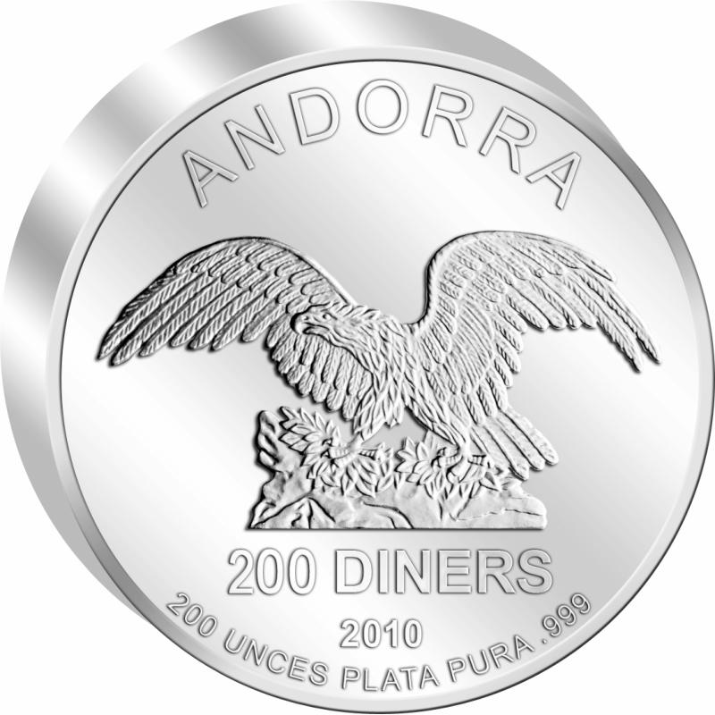 200 unce stříbrná mince Andorra Eagle 2010