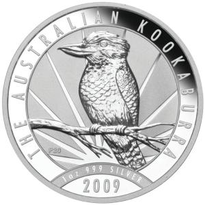 1 unce stříbrná mince Austrálie Kookaburra 2009