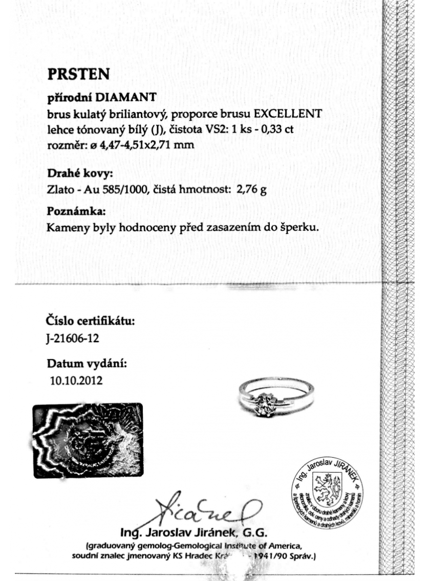 Prsten AU 585/000 př.diamant 2;76g OPTIMA DIAMANT JO2160601