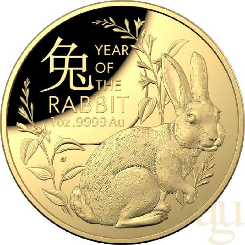 1 Unze Goldmünze Australien RAM Lunar Hase 2023 Domed - Proof