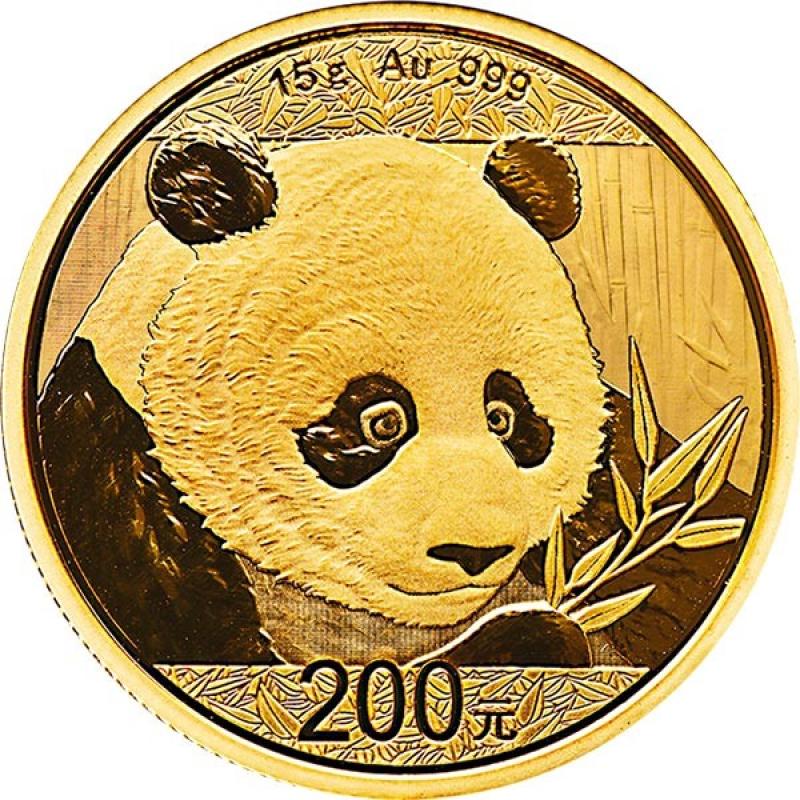 15 gramů zlatá mince China Panda 2018