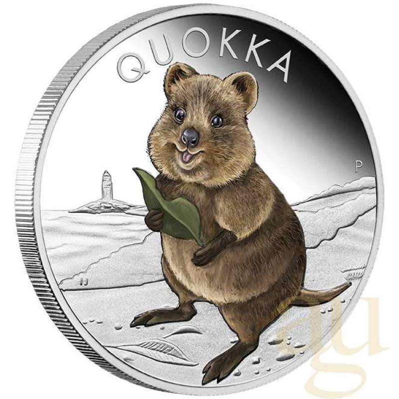 1 unce stříbrná mince Austrálie Quokka 2021 coloriert - leštěná deska