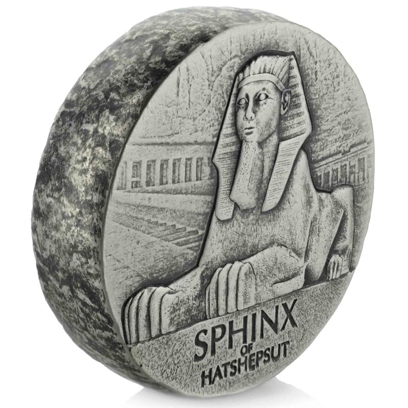 5 uncí stříbrná mince Čadská republika Sphinx of Hatshepsut 2019