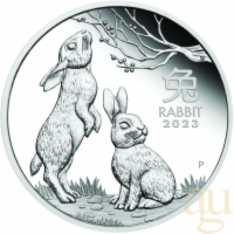 1/2 Unze Silbermünze Australien Lunar III Rabbit 2023 - polierte Platte