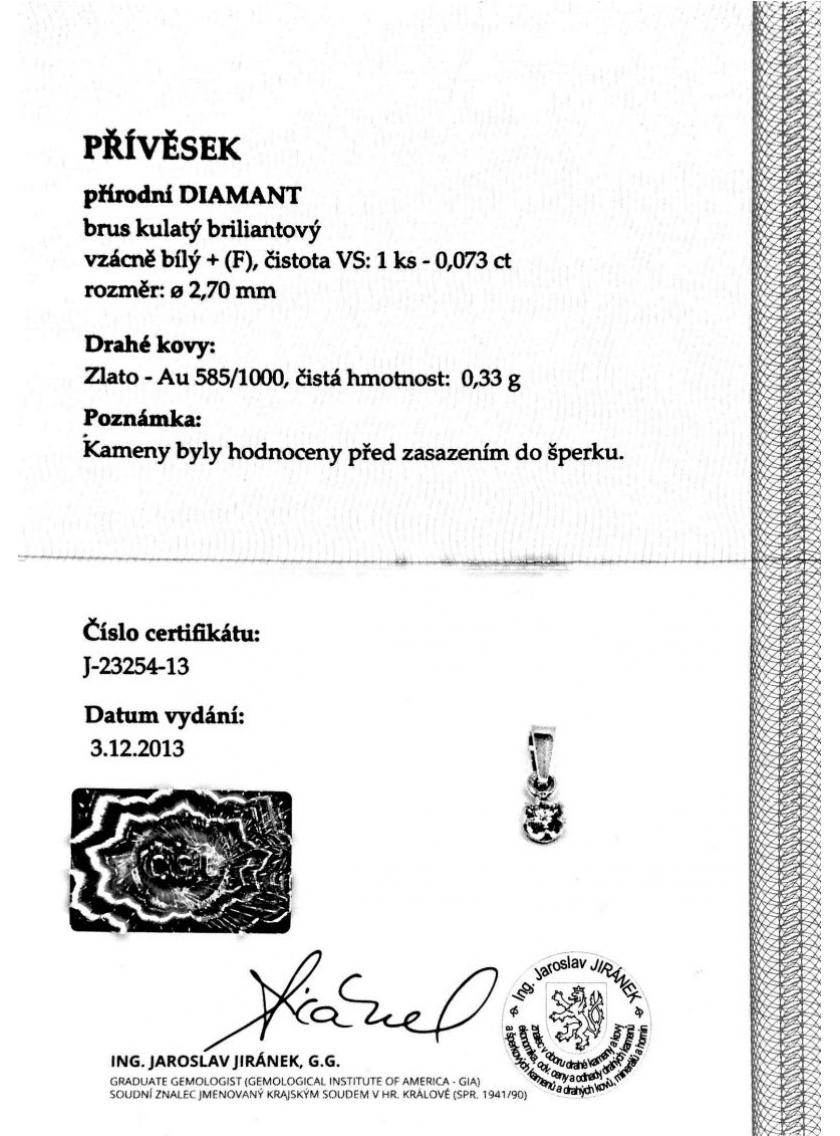 Prívesok AU 585/000 prírodný Diamant 0,33gr OPTIMA  DIAMANT JO2325405