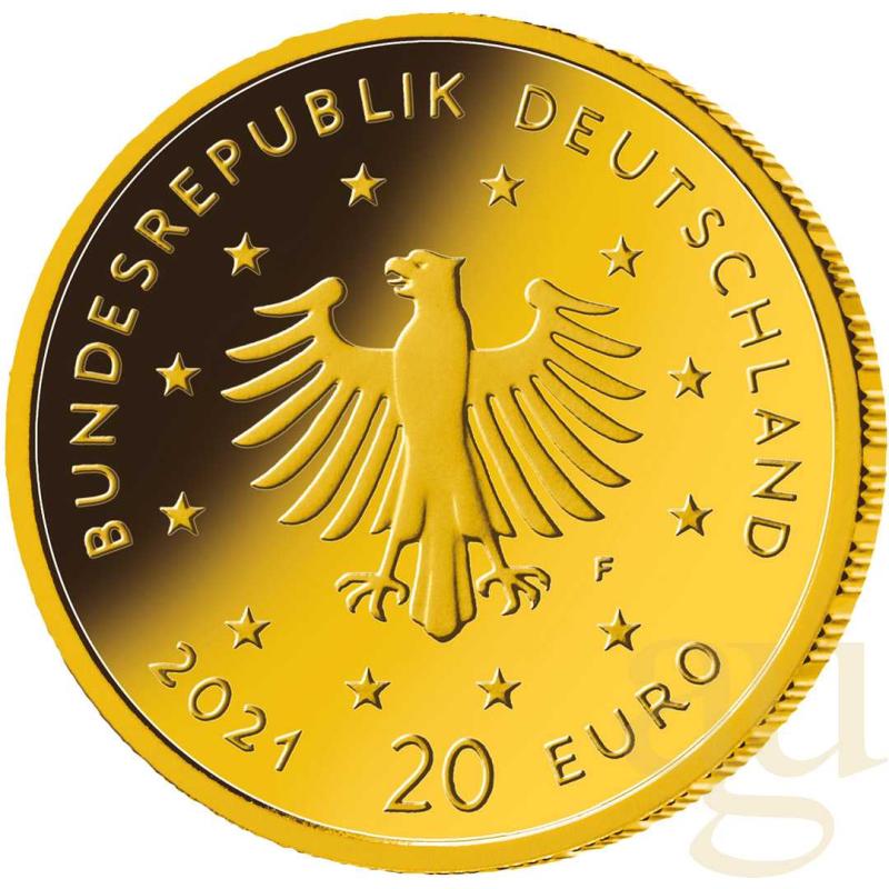 20 Euro zlatá mince Heimische Vögel - Schwarzspecht 2021 (D)