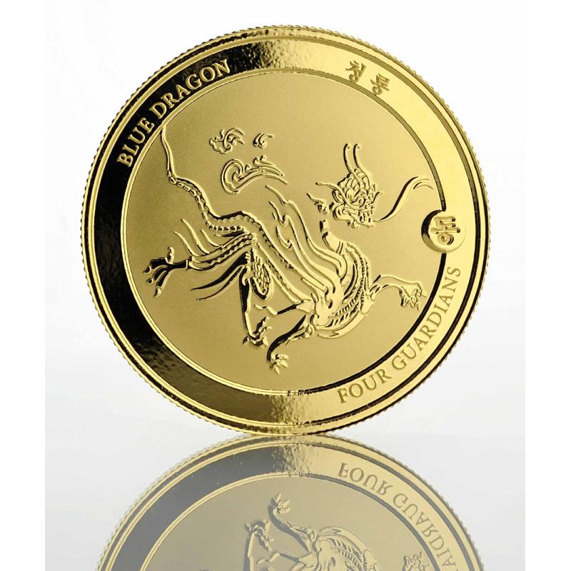 1 unce zlatá mince Čadská republika Four Guardians - Blue Dragon Hybrid Coin 2018