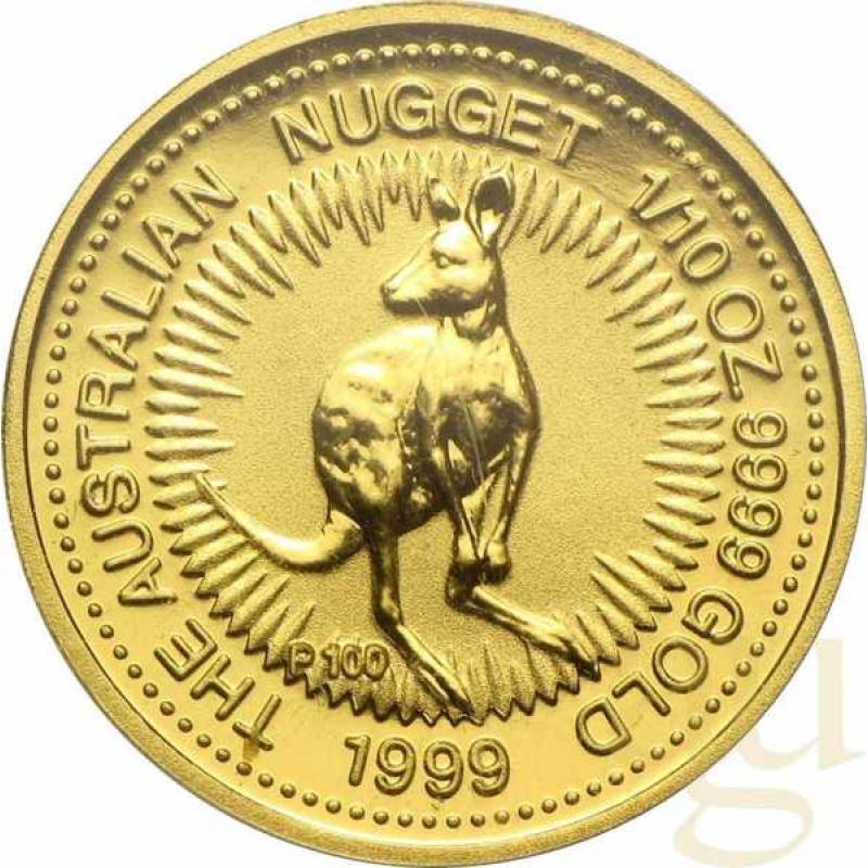 1/10 Unze Goldmünze Australien Känguru / Nugget 1999