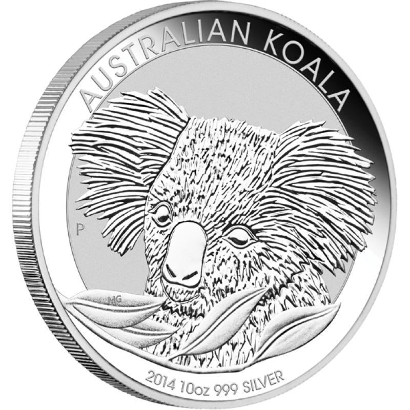 10 uncí stříbrná mince Austrálie Koala 2014