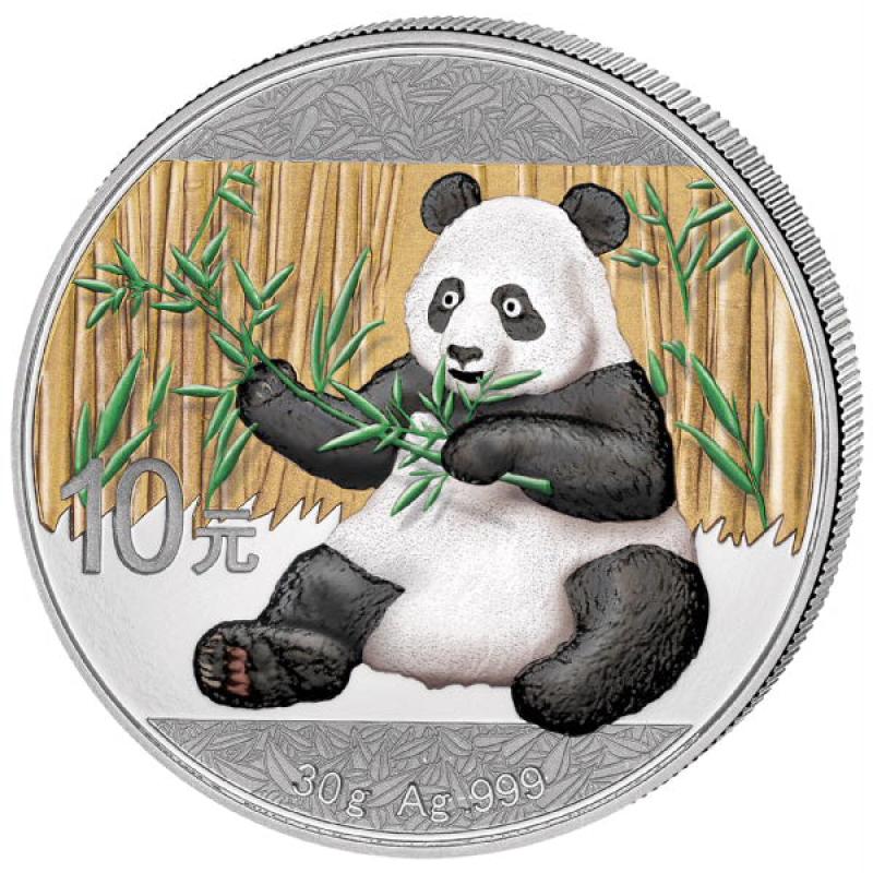 30g stříbrná mince China Panda 2017 farbig