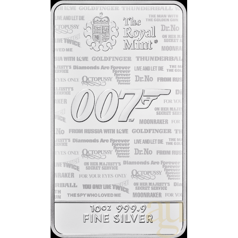 10 uncí stříbrný slitek The Royal Mint - James Bond 007 - 2020