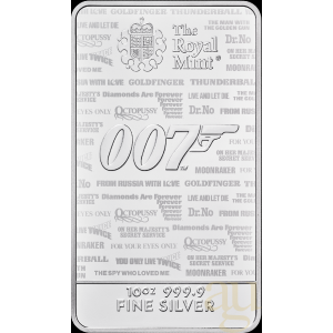 10 uncí stříbrný slitek The Royal Mint - James Bond 007 - 2020