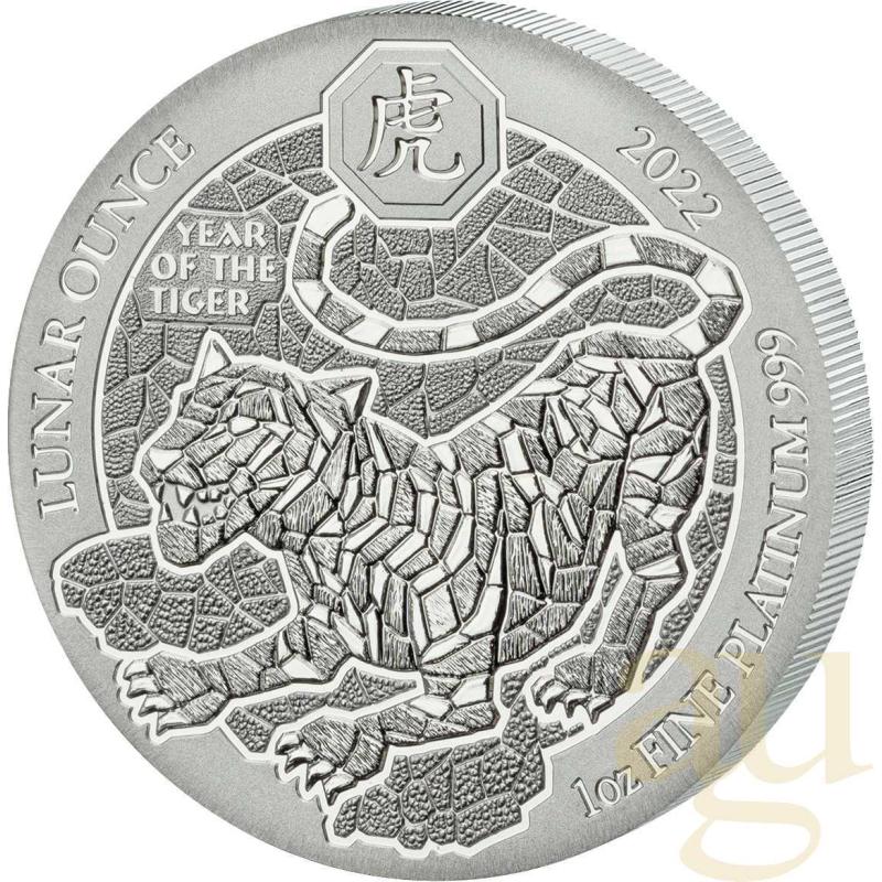 1 unce platinová mince Rwanda Lunar tygr 2022