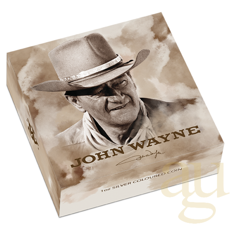1 unce stříbrná mince Tuvalu - John Wayne 2022 coloriert