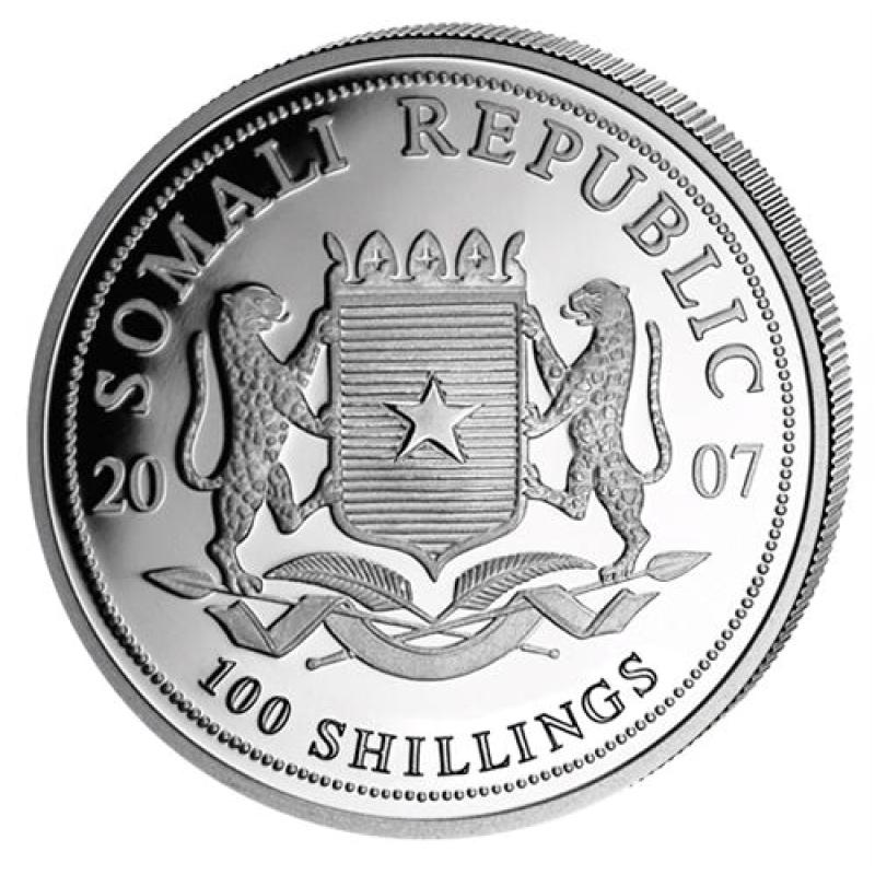 1 unce stříbrná mince Somálsko slon 2007