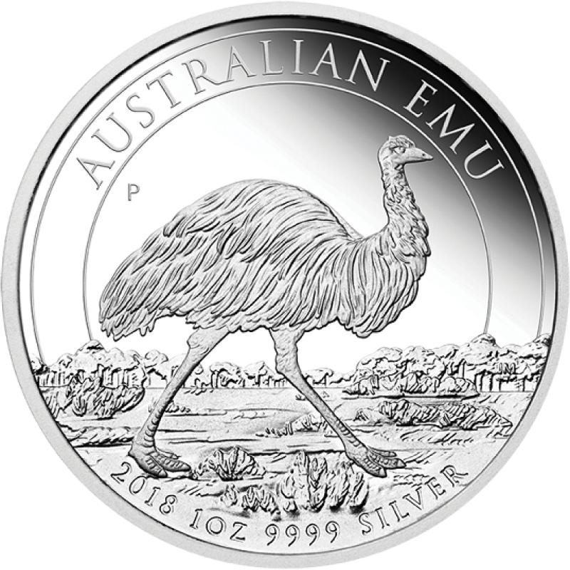 1 unce stříbrná mince Austrálie Emu 2018 - leštěná deska