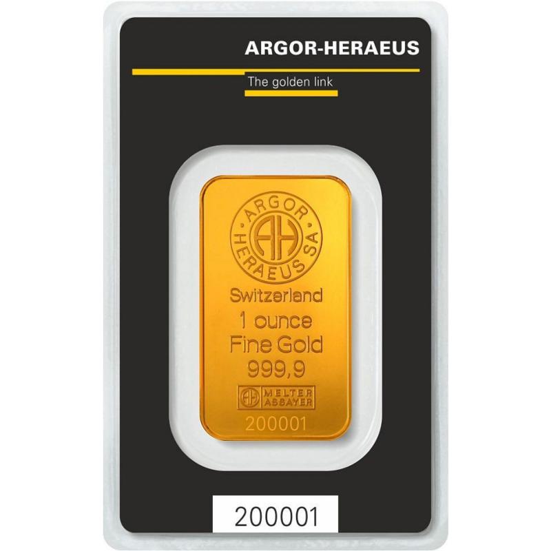 1 oz zlatý slitek Argor Heraeus