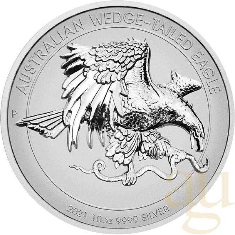 10 uncí stříbrná mince Austrálie Wedge Tailed Eagle 2021 Ultra High Relief - leštěná deska