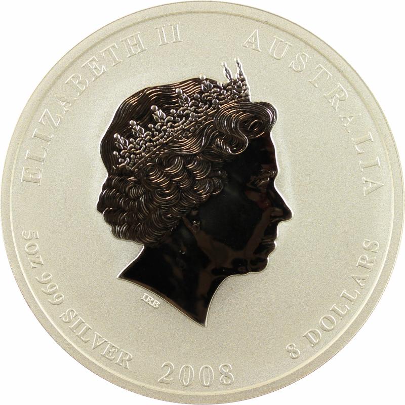 5 uncí stříbrná mince Austrálie Lunar II myš 2008