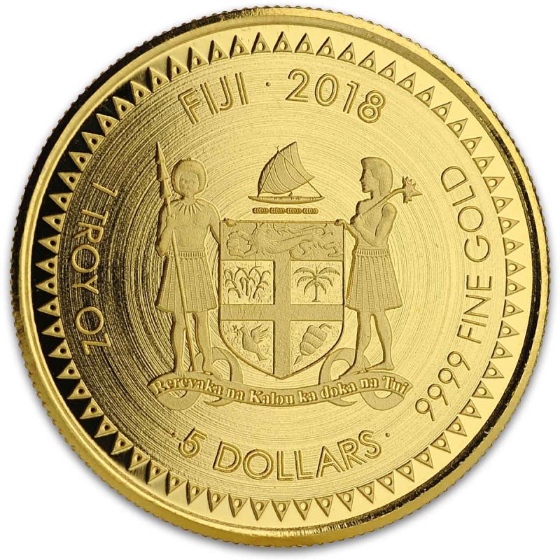 1 unce zlatá mince Fiji Pacific Dollar 2018