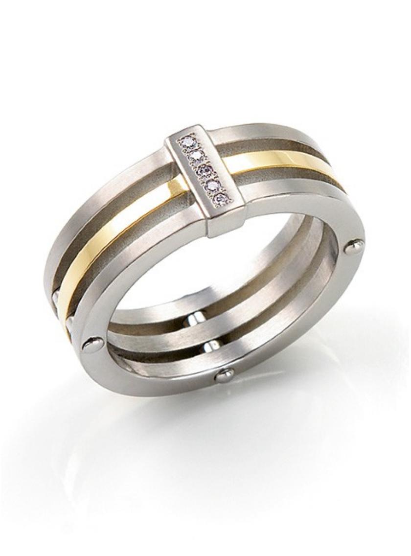 Titánový prsteň BOCCIA s diamantmi 0126-02