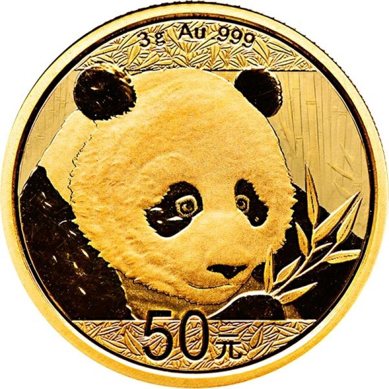 3 gramů zlatá mince China Panda 2018