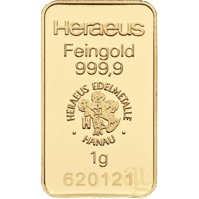 1 gram zlatý zliatok Goldbarren Heraeus Kinebar 1152001