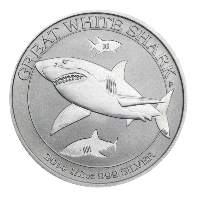 1/2 unce stříbrná mince Austrálie Great White Shark - weißer Hai - 2014