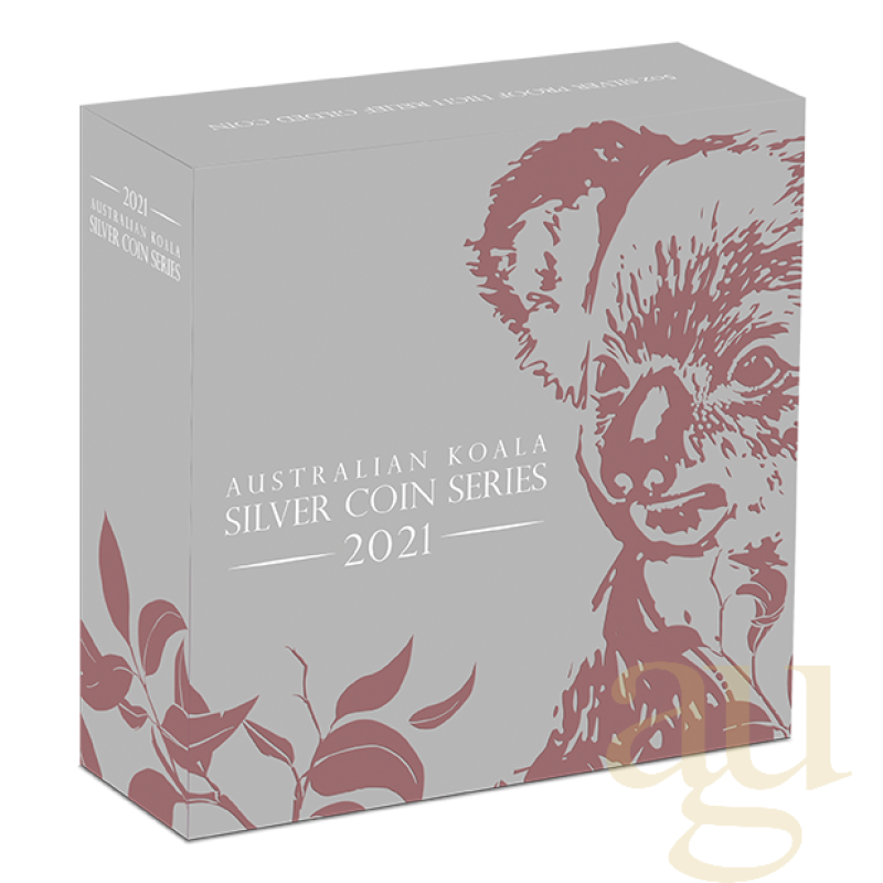 5 uncí stříbrná mince Austrálie Koala 2021 - High Relief - leštěná deska - rosè vergoldet