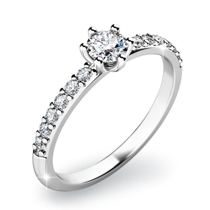 Prsten AU 585/1000 přírodní diamanty 0,323ct G/Si 2,00 gr G10896B01-54