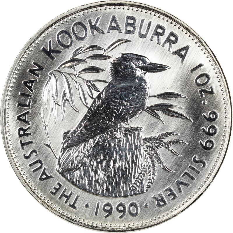 1 unce stříbrná mince Austrálie Kookaburra 1990