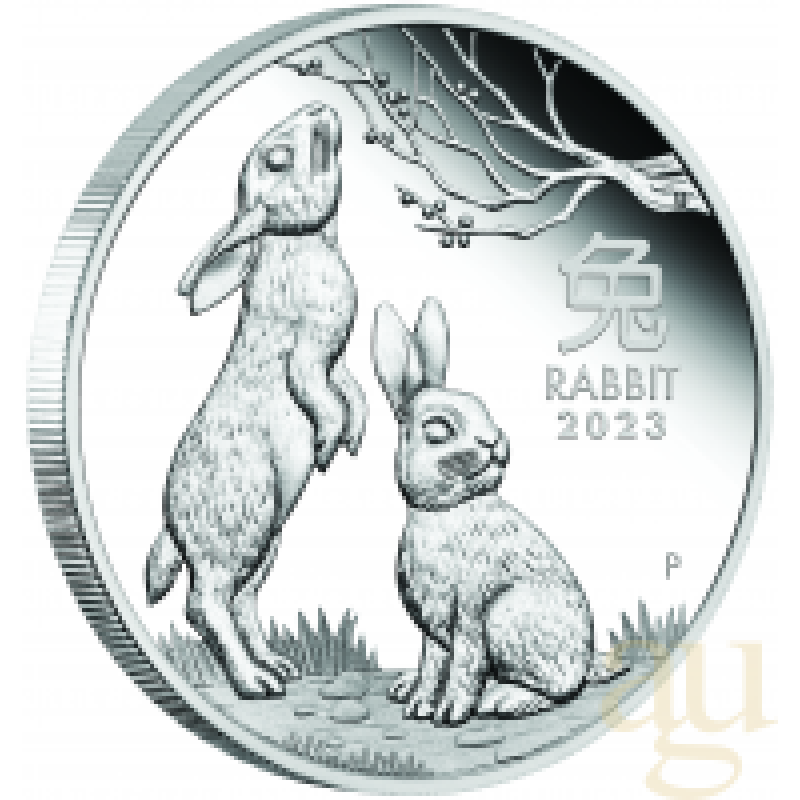 1 Unze Silbermünze Australien Lunar III Rabbit 2023 - polierte Platte