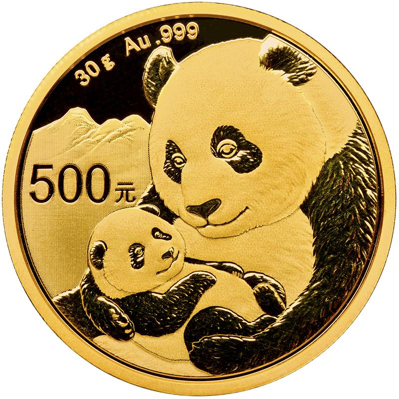 30 gramů zlatá mince China Panda 2019