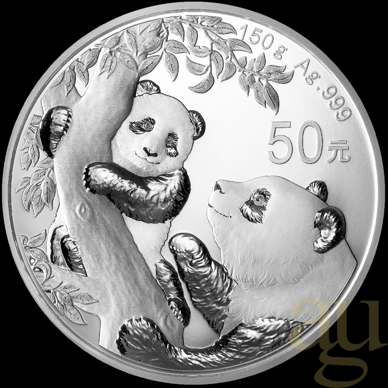 150 gramů stříbrná mince China Panda 2021 proof