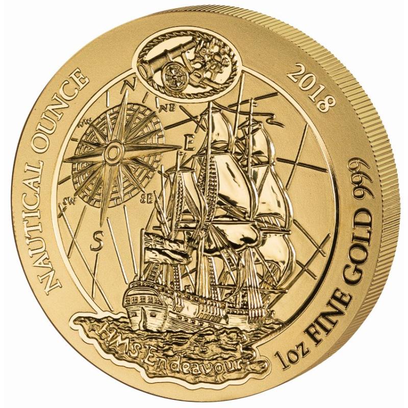 1 unce zlatá mince Rwanda Nautical Serie - HMS Endeavour 2018