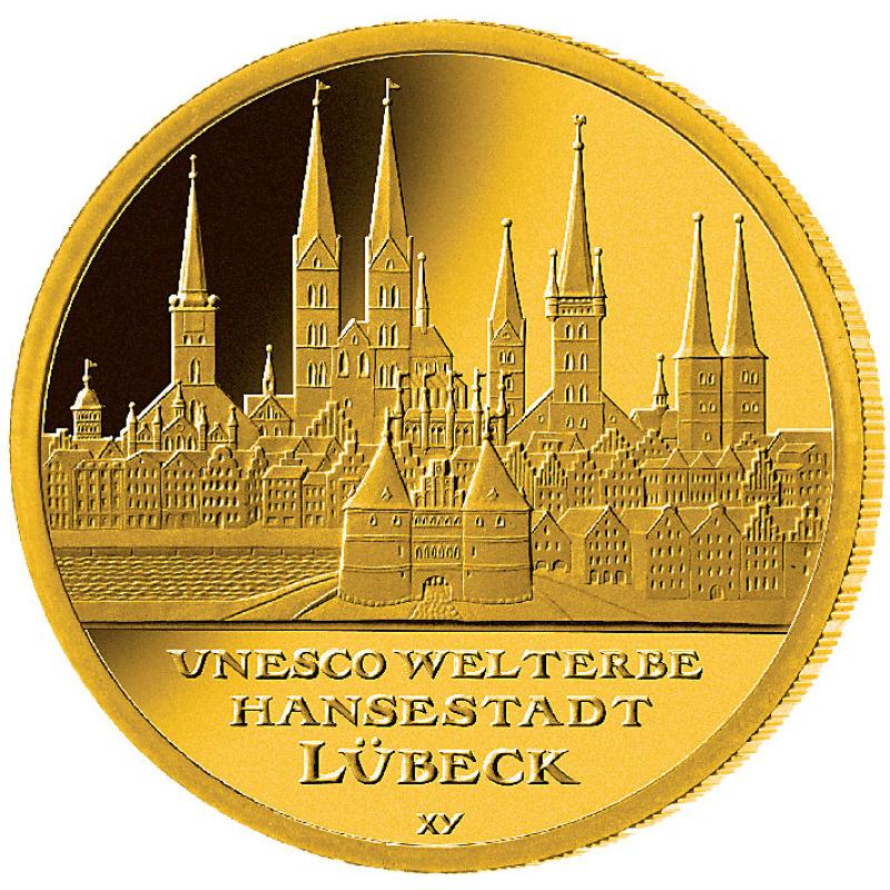 1/2 unce zlatá mince - 100 Euro Lübeck 2007 (D)