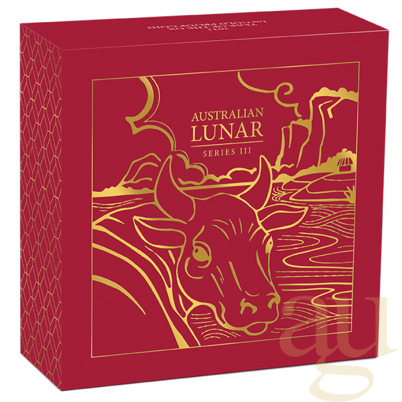 1 unce zlatá mince Austrálie Lunar III vůl 2021 - leštěná deska